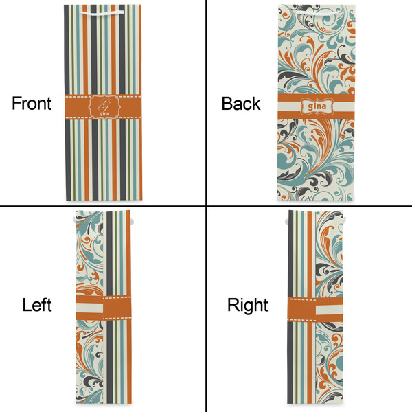 Orange & Blue Stripes Wine Gift Bag - Matte - Approval