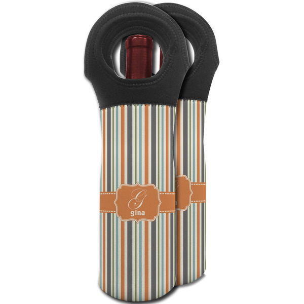 Orange & Blue Stripes Wine Tote Bag - MAIN