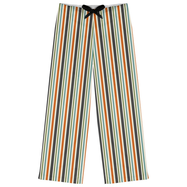 Custom Orange & Blue Stripes Womens Pajama Pants - S