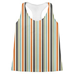 Orange & Blue Stripes Womens Racerback Tank Top - X Small