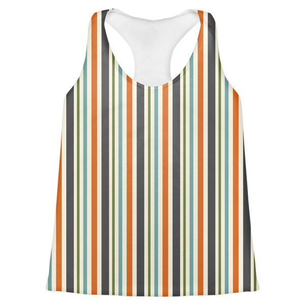 Custom Orange & Blue Stripes Womens Racerback Tank Top - X Small