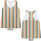 Orange & Blue Stripes Womens Racerback Tank Tops - Medium - Front and Back