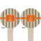 Orange & Blue Stripes Wooden 4" Food Pick - Round - Double Sided - Front & Back