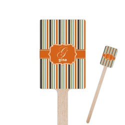 Orange & Blue Stripes 6.25" Rectangle Wooden Stir Sticks - Single Sided (Personalized)