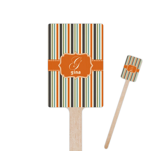 Custom Orange & Blue Stripes Rectangle Wooden Stir Sticks (Personalized)