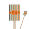 Orange & Blue Stripes Wooden 6.25" Stir Stick - Rectangular - Closeup
