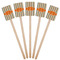 Orange & Blue Stripes Wooden 6.25" Stir Stick - Rectangular - Fan View