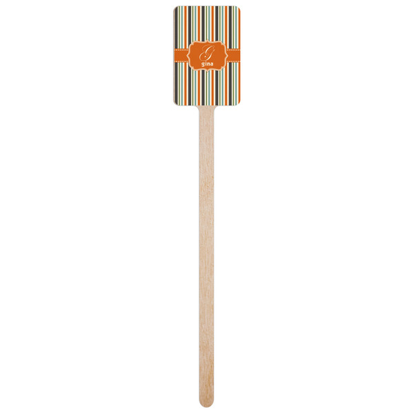 Orange & Blue Stripes Wooden 6.25" Stir Stick - Rectangular - Single Stick