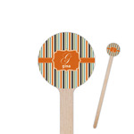 Orange & Blue Stripes 7.5" Round Wooden Stir Sticks - Double Sided (Personalized)