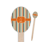 Orange & Blue Stripes Oval Wooden Food Picks (Personalized)