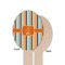 Orange & Blue Stripes Wooden Food Pick - Oval - Single Sided - Front & Back