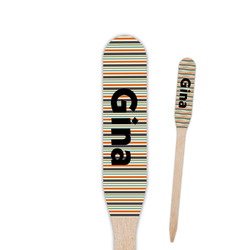 Orange & Blue Stripes Paddle Wooden Food Picks - Double Sided (Personalized)