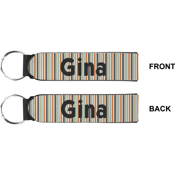 Orange & Blue Stripes Wristlet (Front + Back)