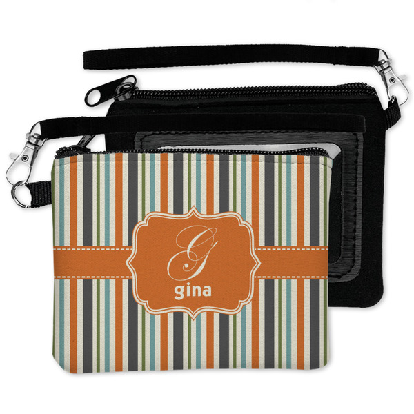 Orange & Blue Stripes Wristlet ID Cases - MAIN