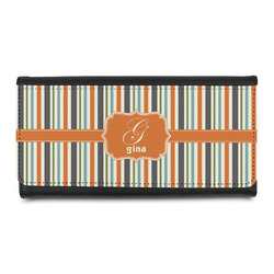 Orange & Blue Stripes Leatherette Ladies Wallet (Personalized)