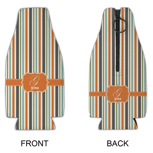 Orange & Blue Stripes Zipper Bottle Cooler - APPROVAL