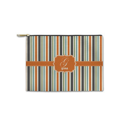 Orange & Blue Stripes Zipper Pouch - Small - 8.5"x6" (Personalized)