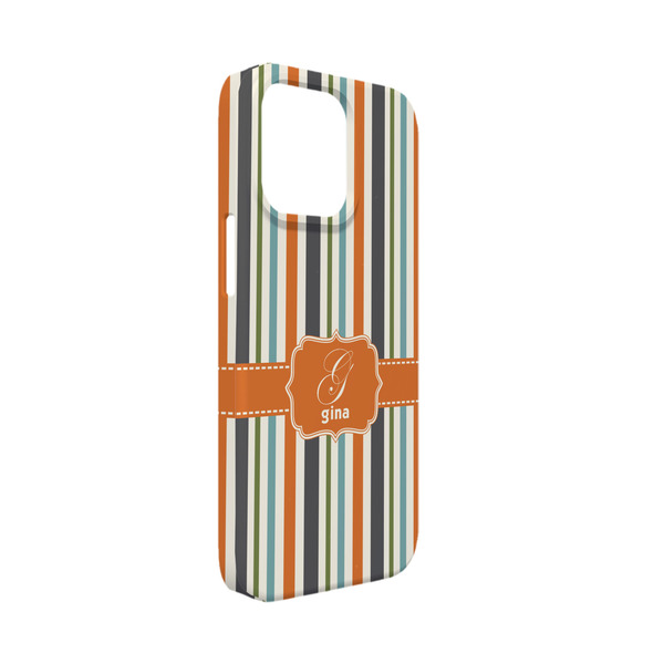 Custom Orange & Blue Stripes iPhone Case - Plastic - iPhone 13 Mini (Personalized)