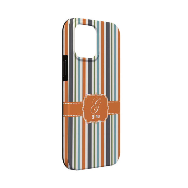 Custom Orange & Blue Stripes iPhone Case - Rubber Lined - iPhone 13 Mini (Personalized)