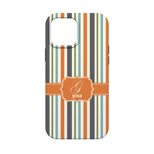 Orange & Blue Stripes iPhone 13 Mini Tough Case - Back