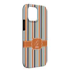 Orange & Blue Stripes iPhone Case - Rubber Lined - iPhone 13 Pro Max (Personalized)