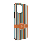Orange & Blue Stripes iPhone Case - Rubber Lined - iPhone 13 Pro (Personalized)