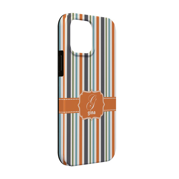Custom Orange & Blue Stripes iPhone Case - Rubber Lined - iPhone 13 (Personalized)