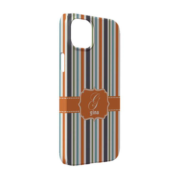 Custom Orange & Blue Stripes iPhone Case - Plastic - iPhone 14 (Personalized)