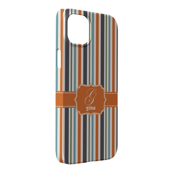 Custom Orange & Blue Stripes iPhone Case - Plastic - iPhone 14 Plus (Personalized)