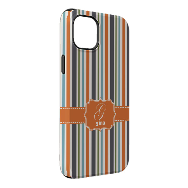 Custom Orange & Blue Stripes iPhone Case - Rubber Lined - iPhone 14 Pro Max (Personalized)
