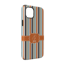 Orange & Blue Stripes iPhone Case - Rubber Lined - iPhone 14 (Personalized)