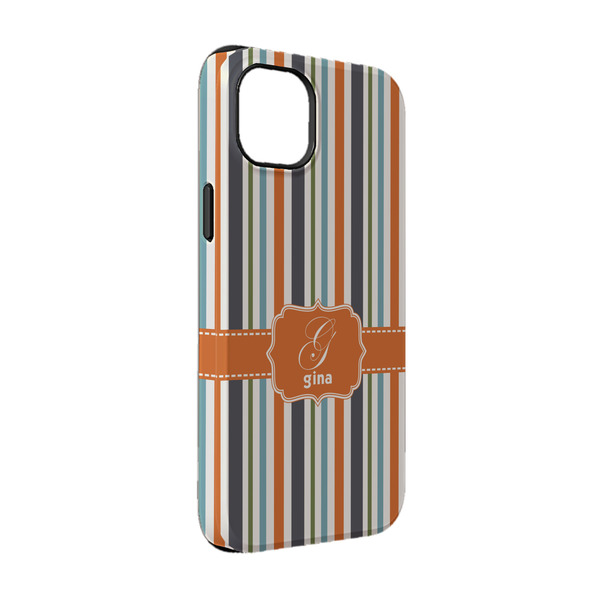 Custom Orange & Blue Stripes iPhone Case - Rubber Lined - iPhone 14 (Personalized)