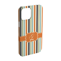 Orange & Blue Stripes iPhone Case - Plastic - iPhone 15 (Personalized)