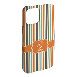 Orange & Blue Stripes iPhone Case - Plastic - iPhone 15 Plus (Personalized)