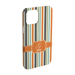 Orange & Blue Stripes iPhone Case - Plastic - iPhone 15 Pro (Personalized)
