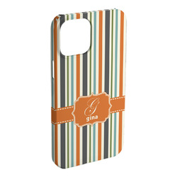 Orange & Blue Stripes iPhone Case - Plastic - iPhone 15 Pro Max (Personalized)