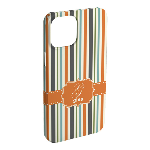Custom Orange & Blue Stripes iPhone Case - Plastic (Personalized)