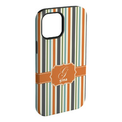 Orange & Blue Stripes iPhone Case - Rubber Lined (Personalized)