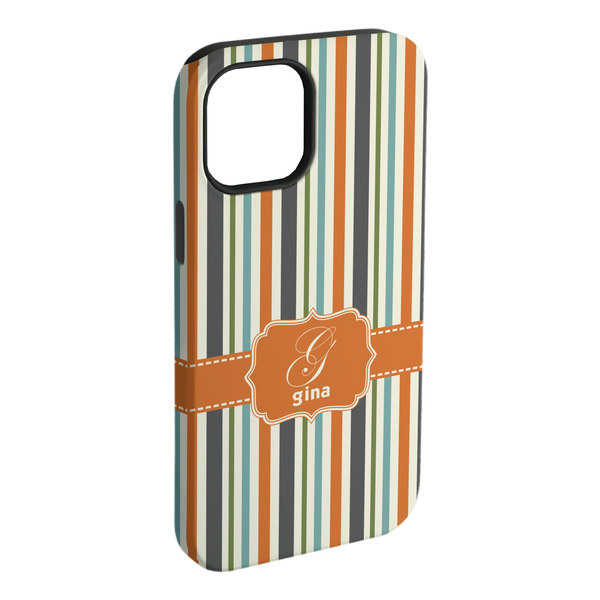 Custom Orange & Blue Stripes iPhone Case - Rubber Lined (Personalized)
