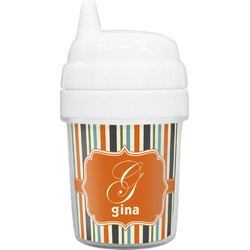 Orange & Blue Stripes Baby Sippy Cup (Personalized)