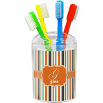 Orange & Blue Stripes Toothbrush Holder (Personalized)