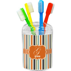 Orange & Blue Stripes Toothbrush Holder (Personalized)