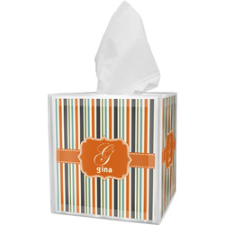 Orange & Blue Stripes Tissue Box Cover (Personalized)