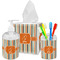 Orange & Blue Stripes Acrylic Bathroom Accessories Set w/ Name and Initial