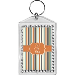 Orange & Blue Stripes Bling Keychain (Personalized)