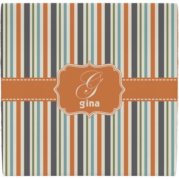 Custom Orange & Blue Stripes Ceramic Tile Hot Pad (Personalized)