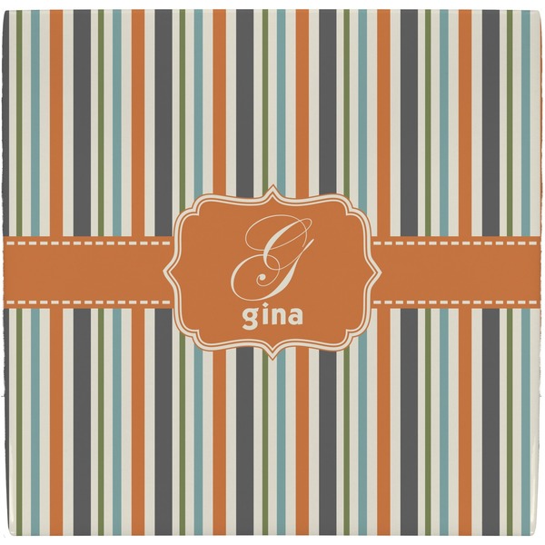 Custom Orange & Blue Stripes Ceramic Tile Hot Pad (Personalized)