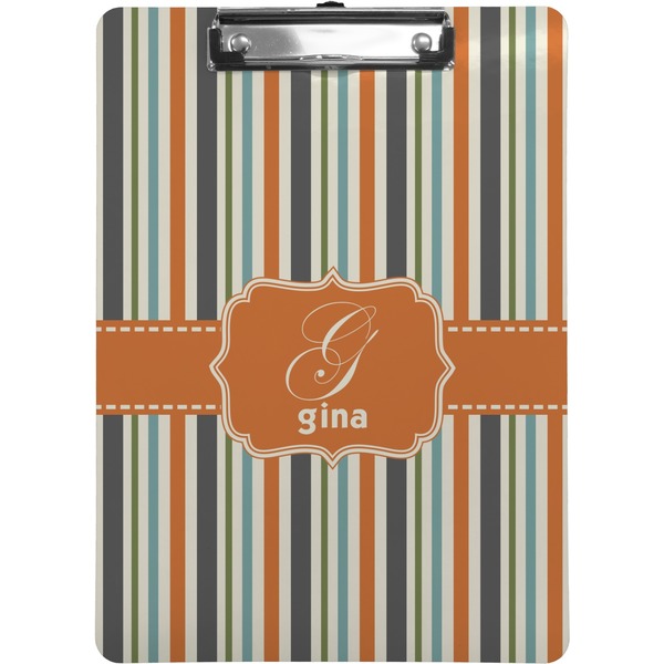 Custom Orange & Blue Stripes Clipboard (Personalized)