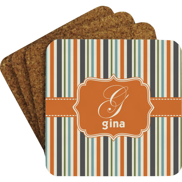 Orange Blue Swirls & Stripes Coaster Set (Personalized)