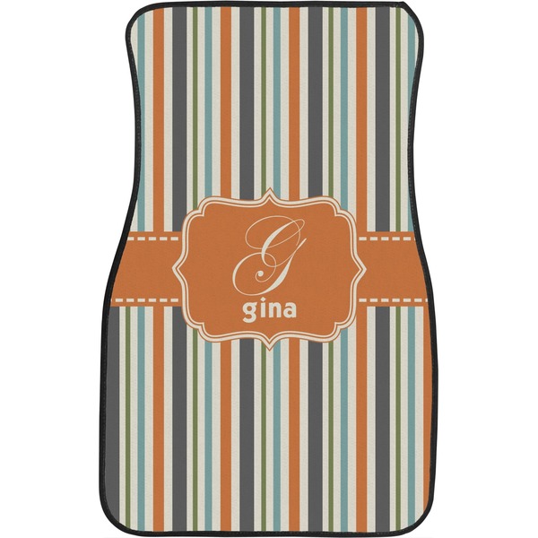 Orange Blue Swirls & Stripes Custom Car Floor Mats (Front Seat)